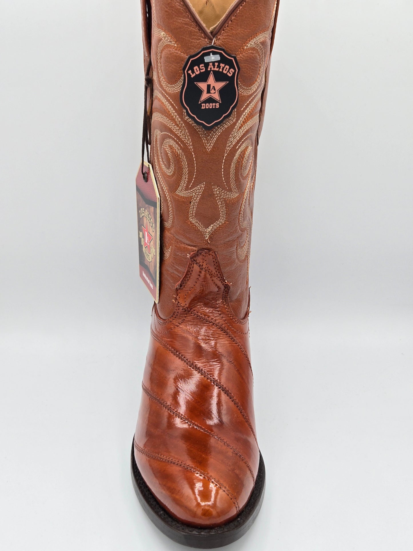 Los Altos Mens Eel Round Toe Boot - Cognac