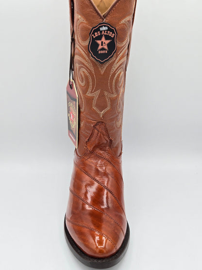 Los Altos Mens Eel Round Toe Boot - Cognac