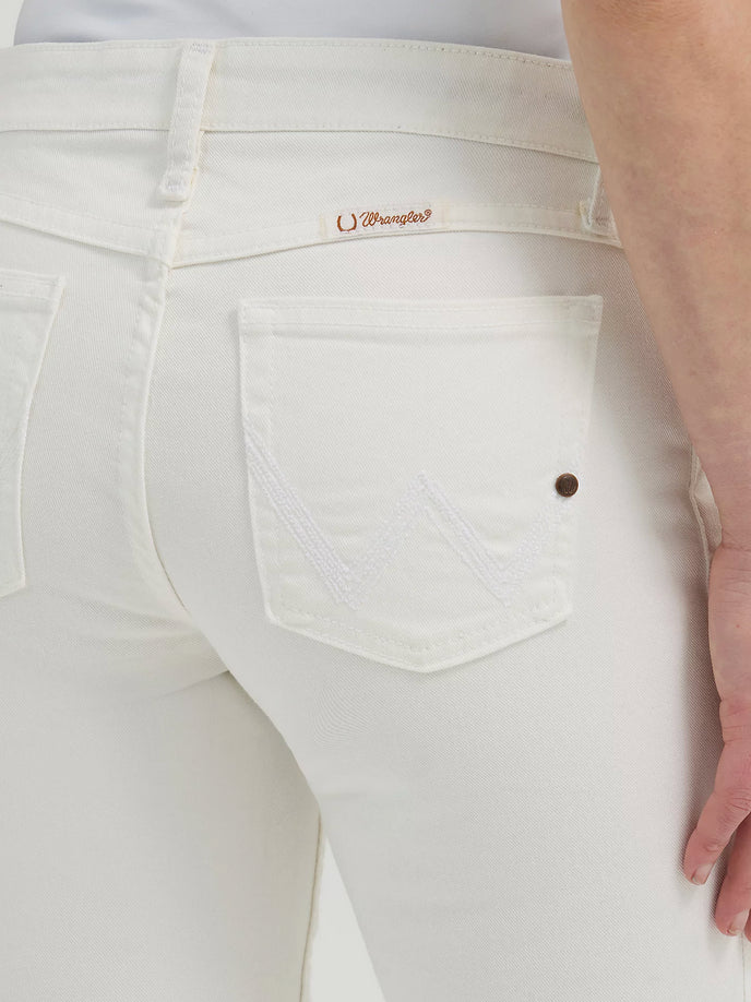 Wrangler Womens Ultimate Riding Jean Q-Baby Mid-Rise Bootcut -White