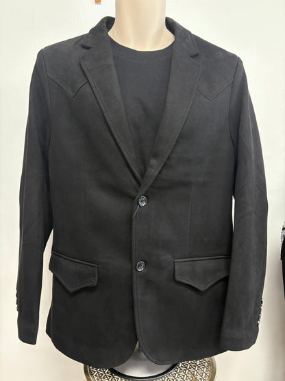 Lamasini Mens Faux Suede Coat - Black