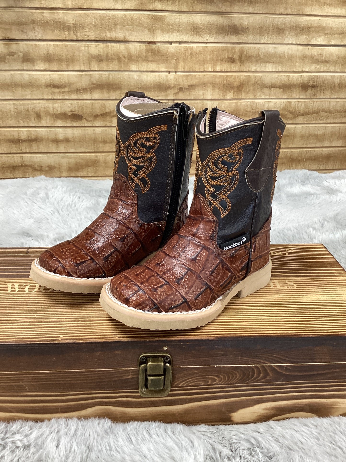 Rockem Baby Caiman Print Boots - Shedron