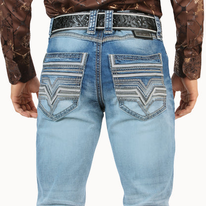 Lamasini Mens Emiliano Bootcut Jean - Light Blue 26502