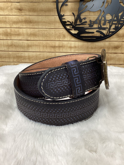 Del Cesar Roman Pattern Belt - Imperial Blue