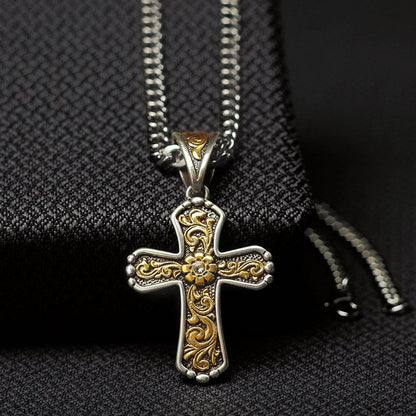 Twister Gold Floral Cross Necklace