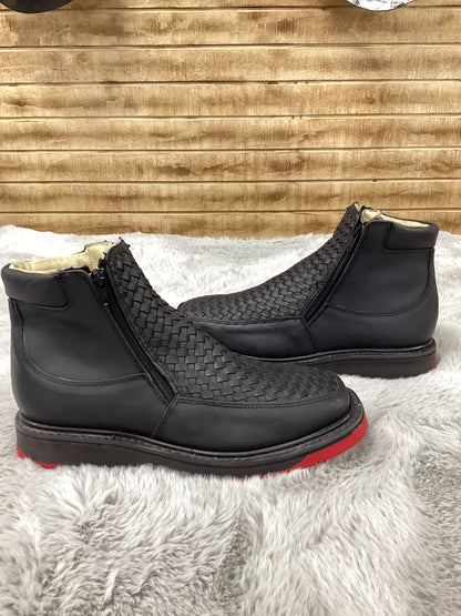 Frontera Botos Mens Ankle Boot with Zipper Flor Crazy (Black)