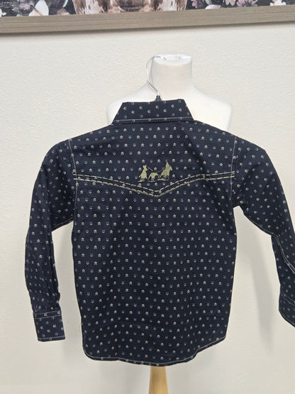 Cowboy Hardware Kids Muted Chevrons Print Shirt (Black)