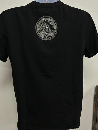 Mens Horse Rhinestone Slim Fit Tshirt