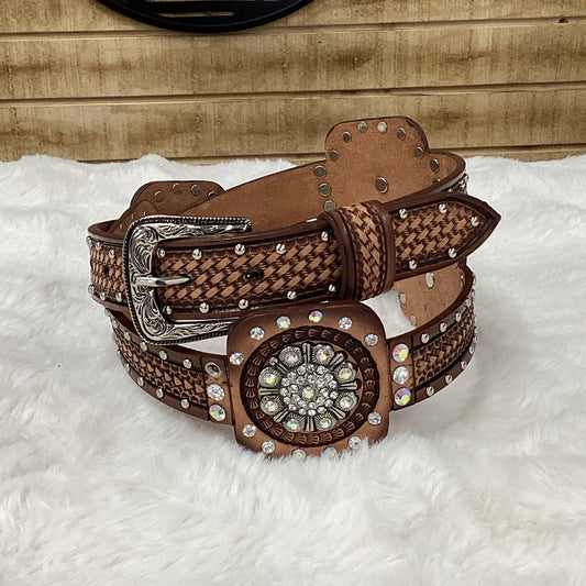 -Tony Dilaz Womens Jeweled Flower Belt