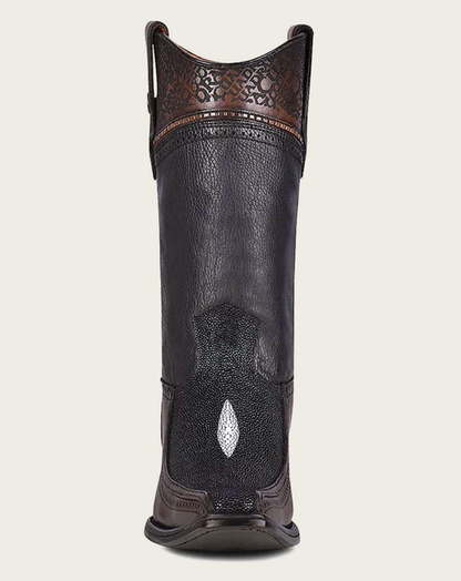 Cuadra Mens Engraved Stingray Boot - Black