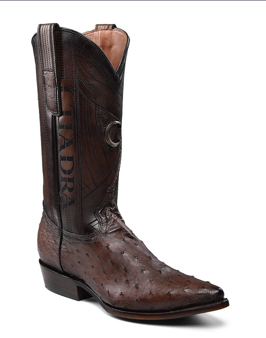 Cuadra Mens Ostrich Snip Toe Boot - Chocolate