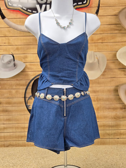Womens Denim Short Set