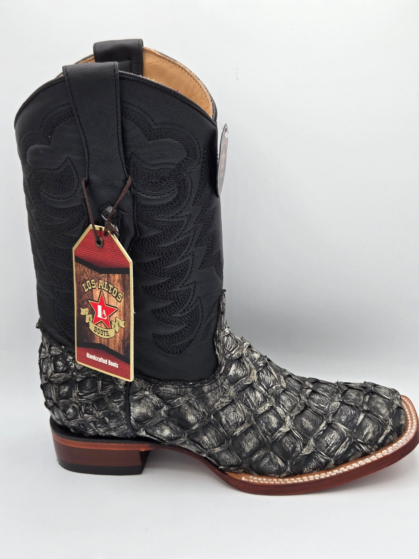 Los Altos Mens Pirarucu Wide Square Toe - Rústic Black