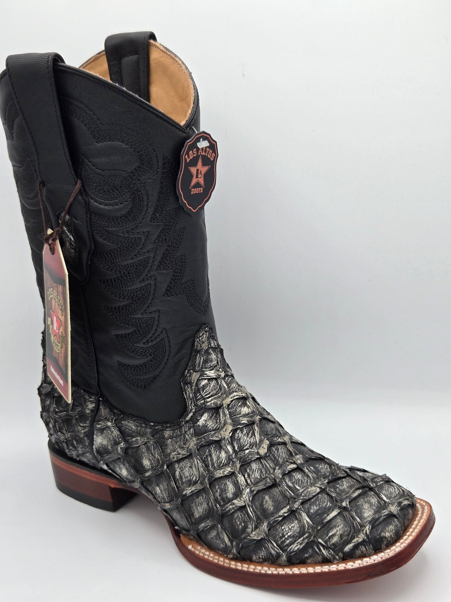 Los Altos Mens Pirarucu Wide Square Toe - Rústic Black