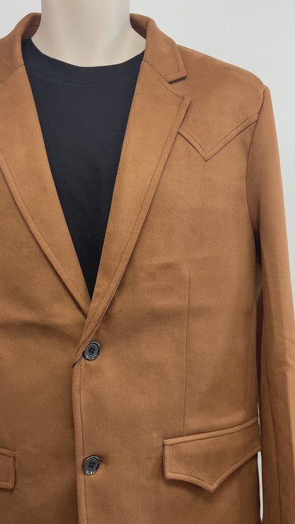 Lamasini Mens Faux Suede Coat - Camel
