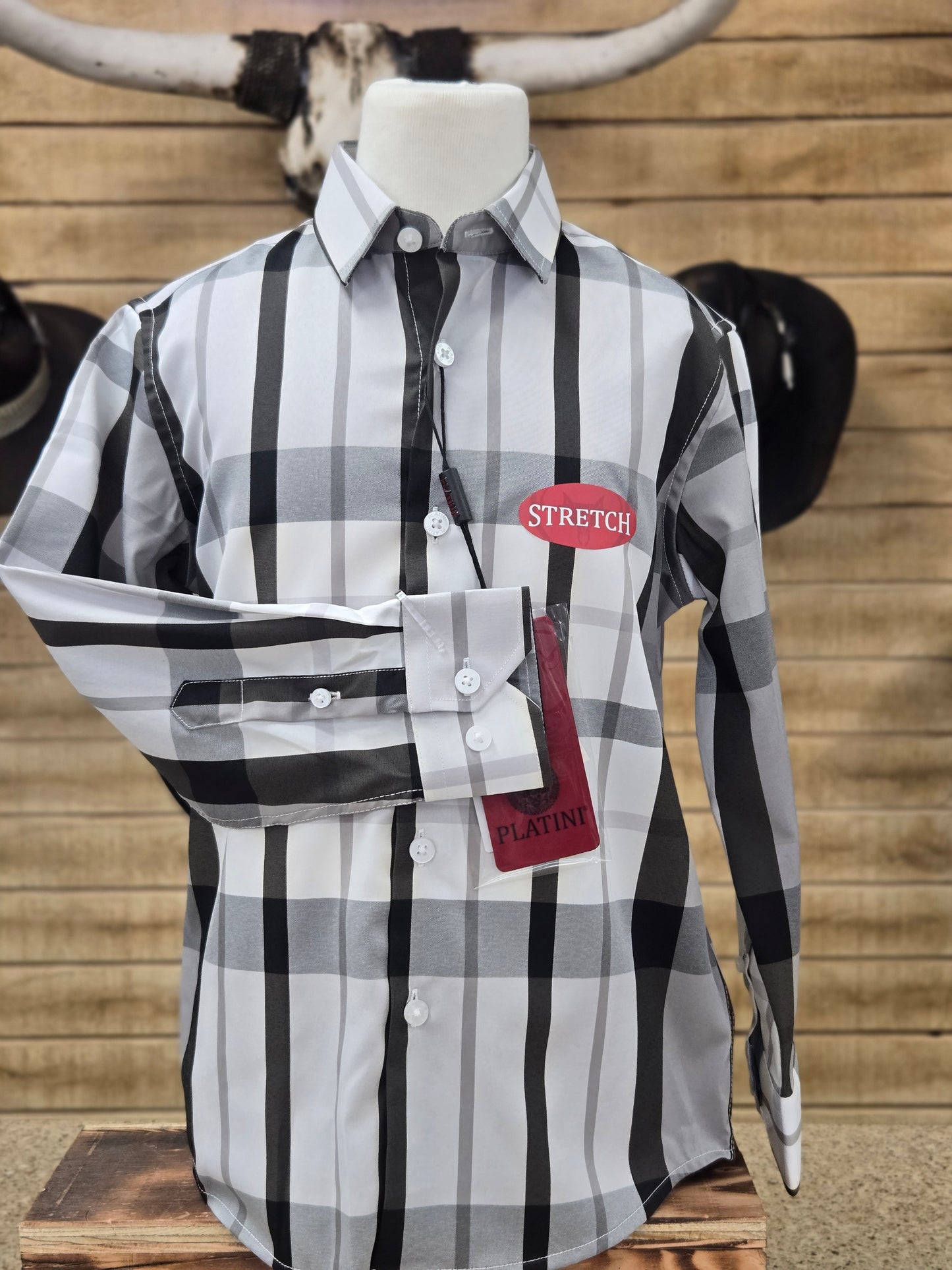 Platini Kids Plaid Shirt - Black and White