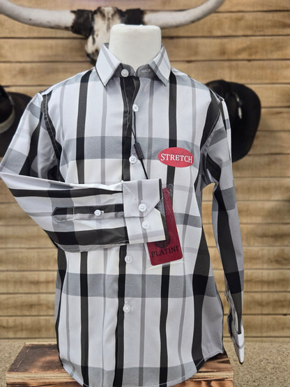 Platini Kids Plaid Shirt - Black and White