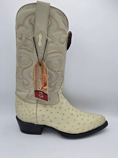 Los Altos Mens Ostrich J toe Boot - Winter White