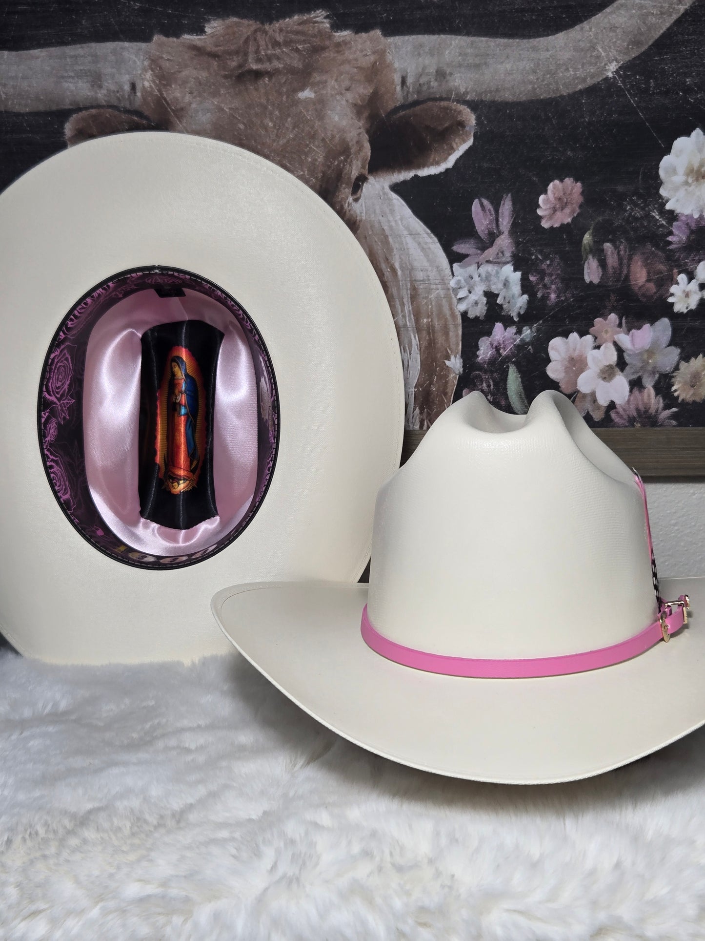 1000x Coquette Sinaloa Telar Sombrero Hat - Guadalupana Pink
