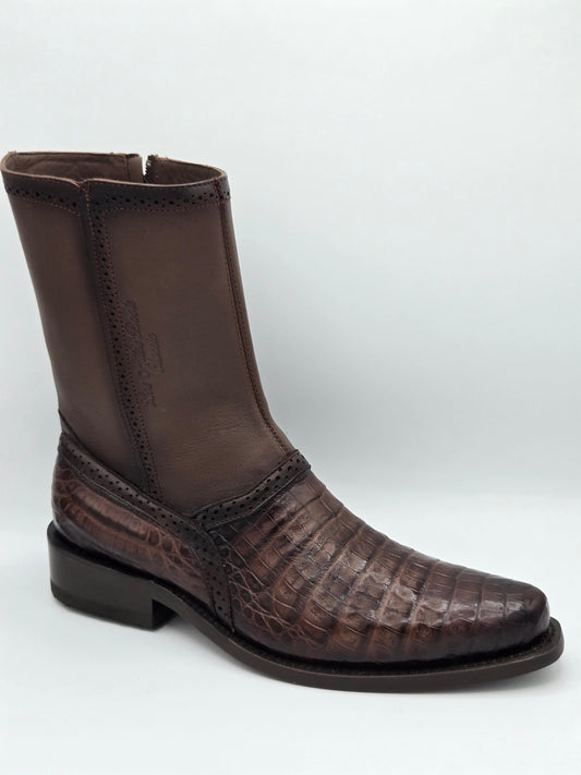 Los Altos Mens Caiman Belly Dress Boot - Brown