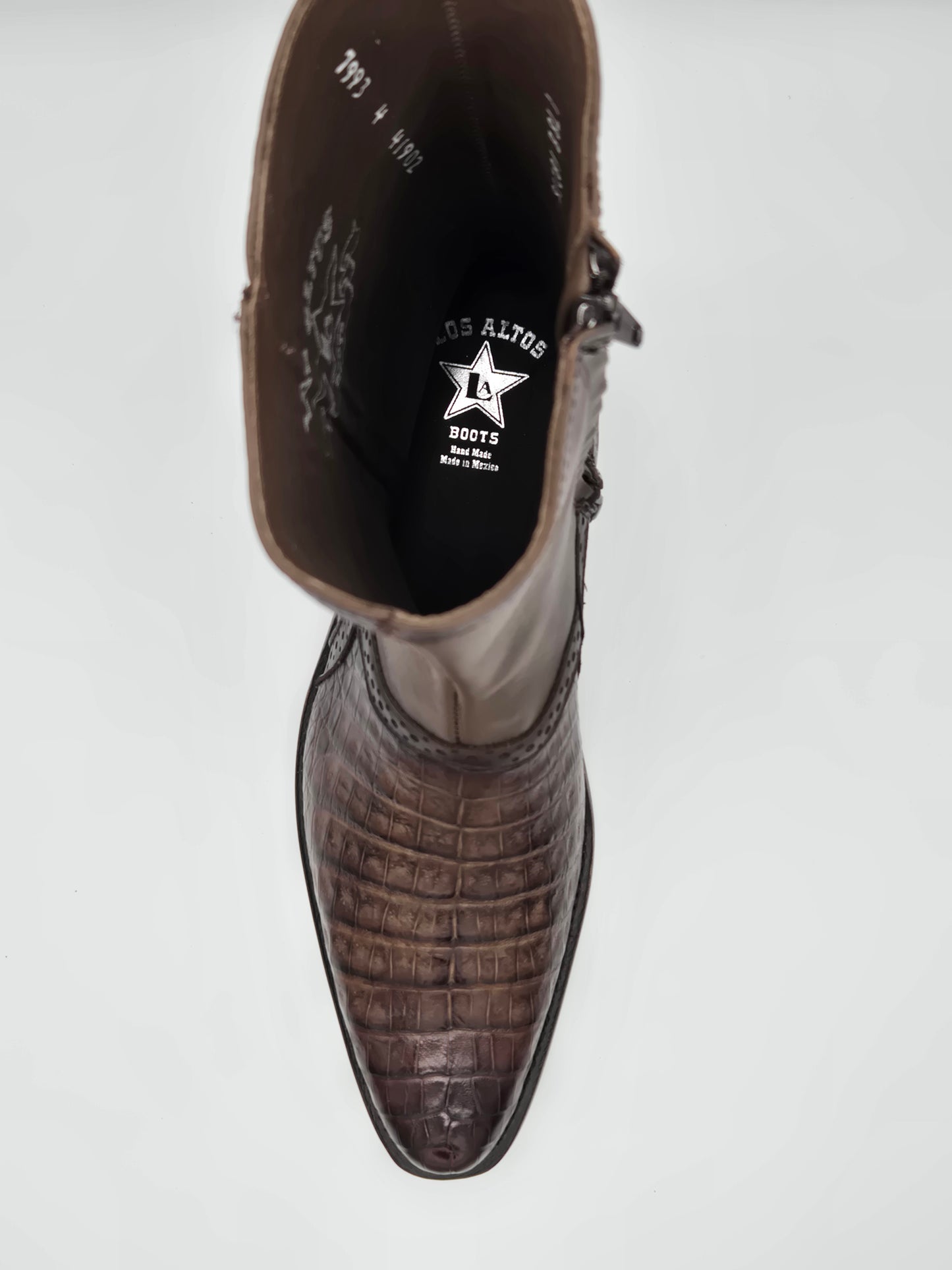 Los Altos Mens Caiman Belly Dress Boot - Brown