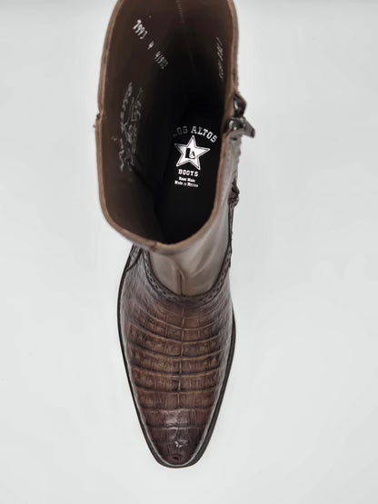 Los Altos Mens Caiman Belly Dress Boot - Brown