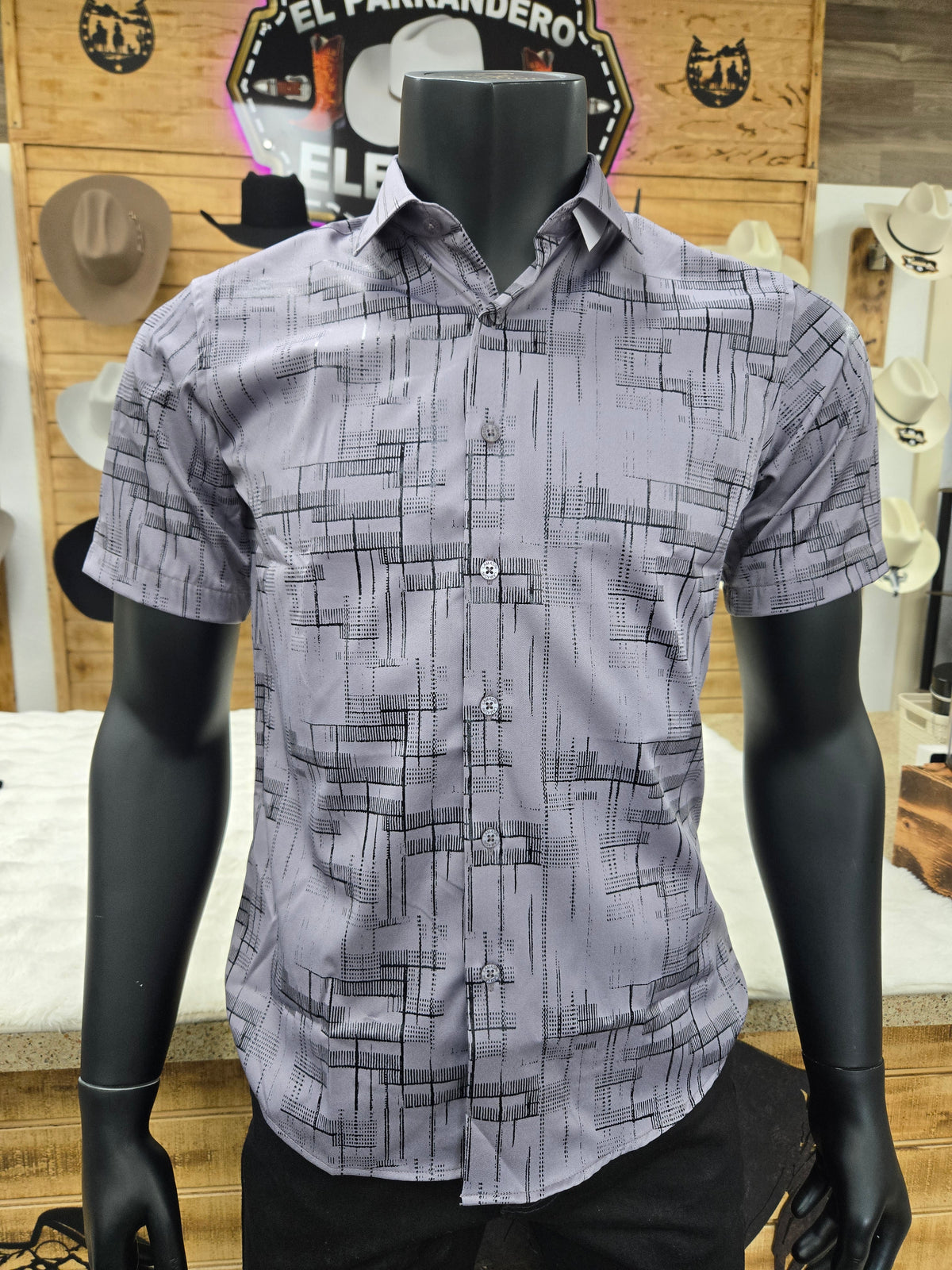 Lamasini Mens Phillip Slim Foil Short-Sleeve Shirt - Multi Colors