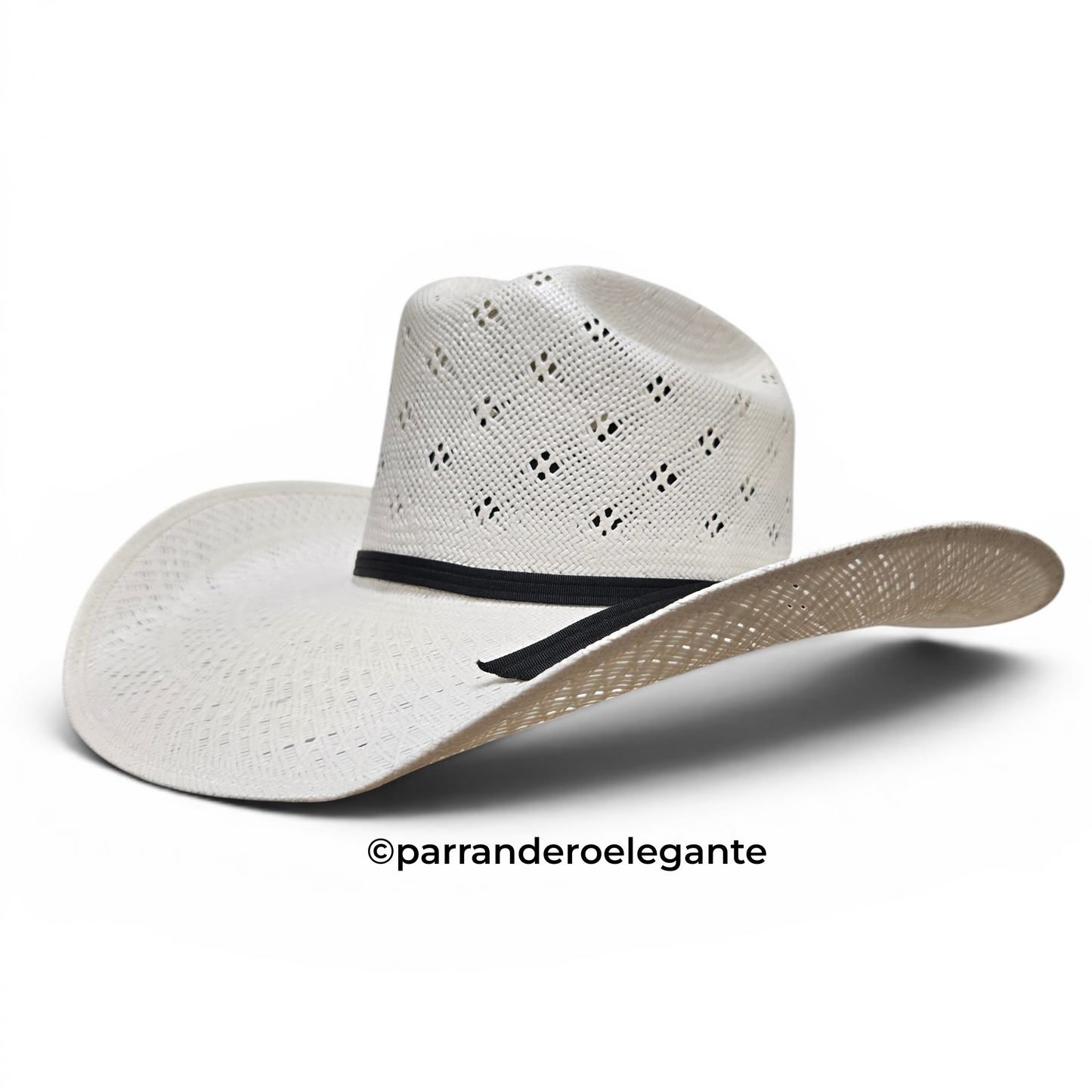 Tombstone Roper Flower Vent Shantung Sombrero w/ Genuine Caiman Toquilla