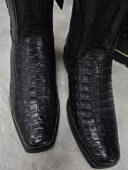 Cuadra Mens Caiman Imagen Snip Toe Boot - Black CC457