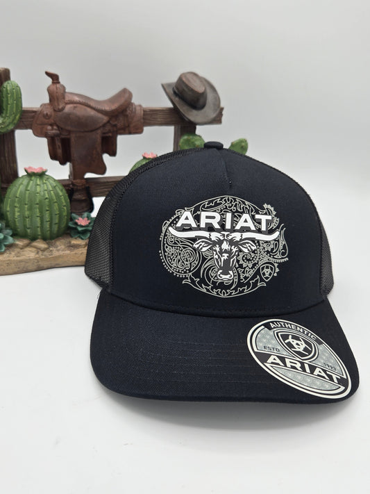 Ariat Mens Paisley Longhorn Trucker Cap Gorra Hat