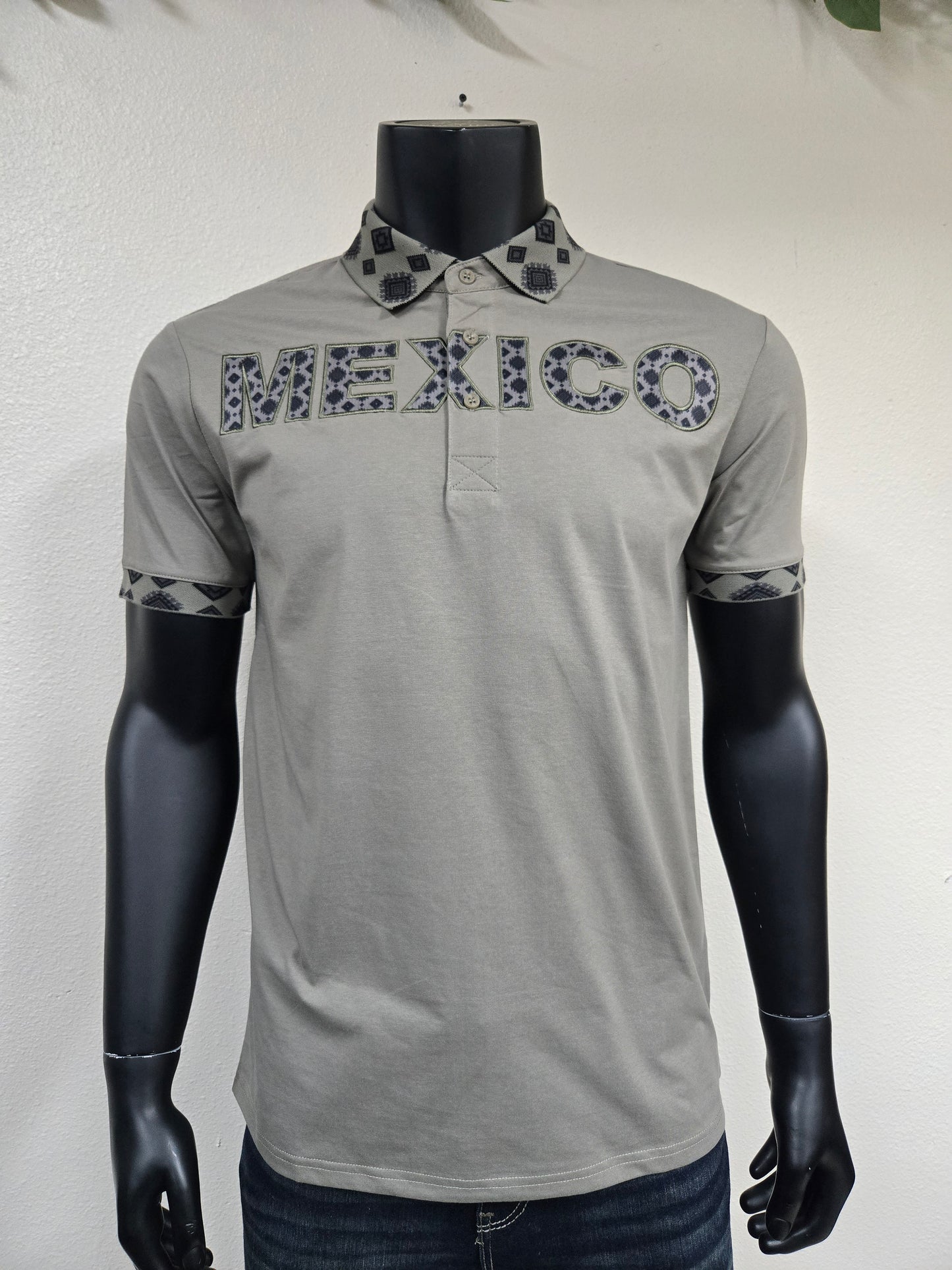 Montero Mens MEXICO Aztec Color Polo Shirt