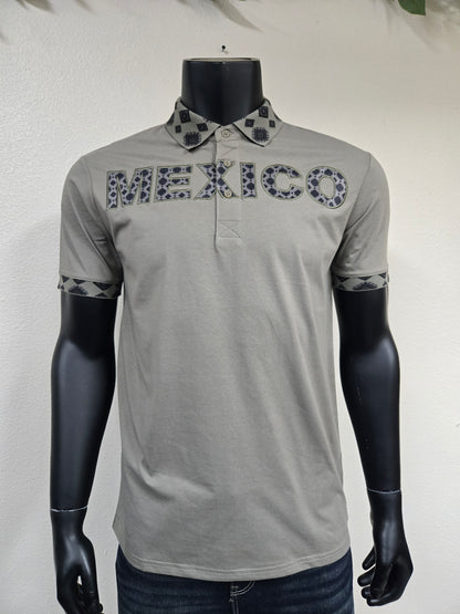 Montero Mens MEXICO Aztec Color Polo Shirt