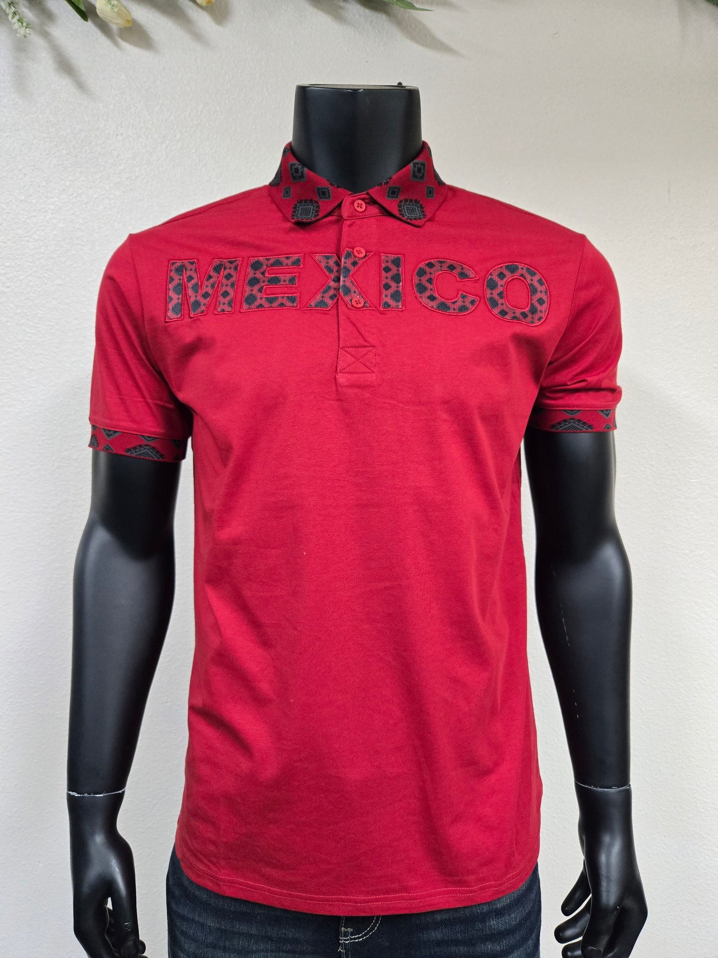 Montero Mens MEXICO Aztec Color Polo Shirt