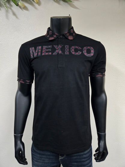 Montero Mens MEXICO Aztec Color Polo Shirt