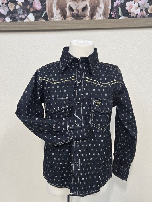 Cowboy Hardware Kids Muted Chevrons Print Shirt (Black)