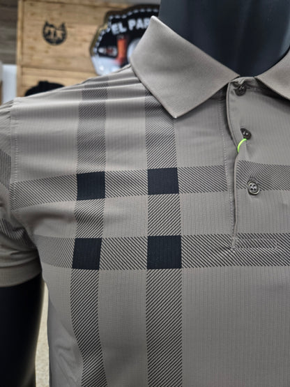 Mens Nylon Striped Polo Shirt - Black, Brown