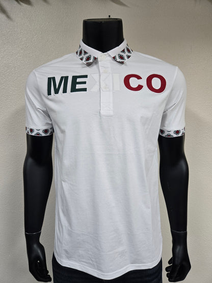 Montero Mens MEXICO Embroidery Polo Shirt in Flag Colors