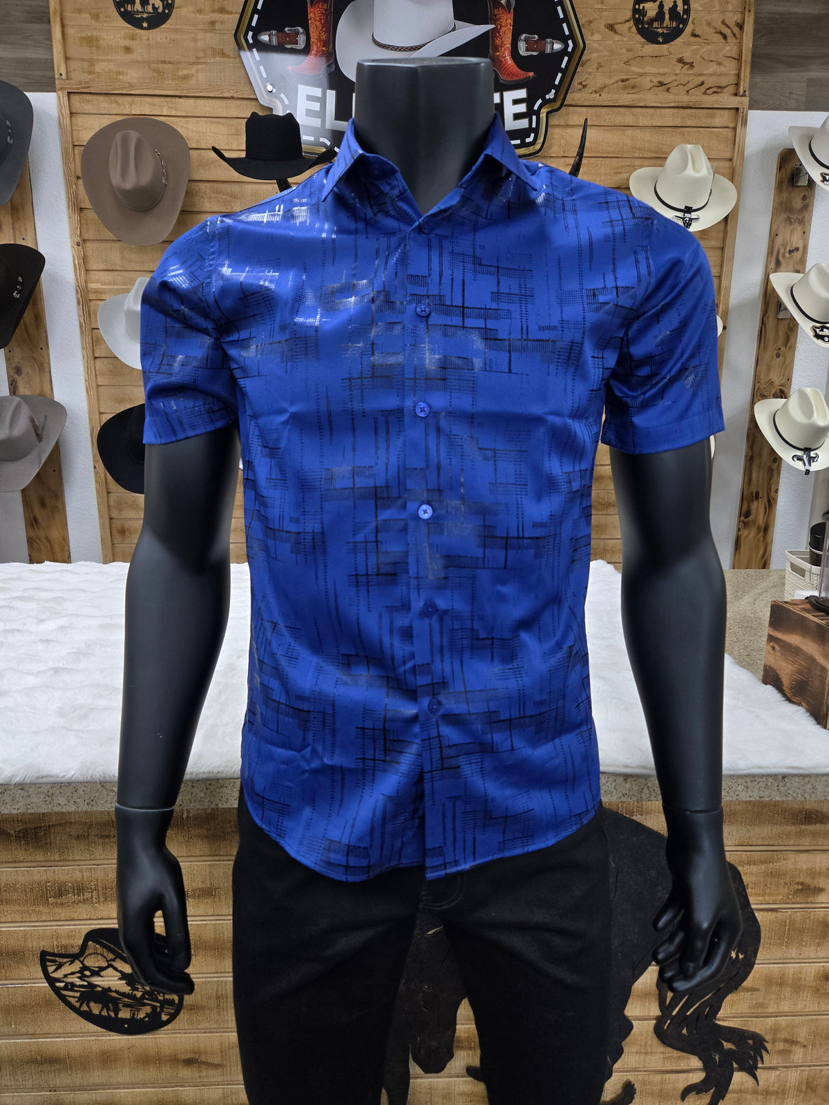 Lamasini Mens Phillip Slim Foil Short-Sleeve Shirt - Multi Colors