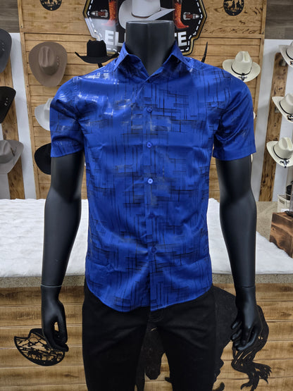 Lamasini Mens Phillip Slim Foil Short-Sleeve Shirt - Multi Colors
