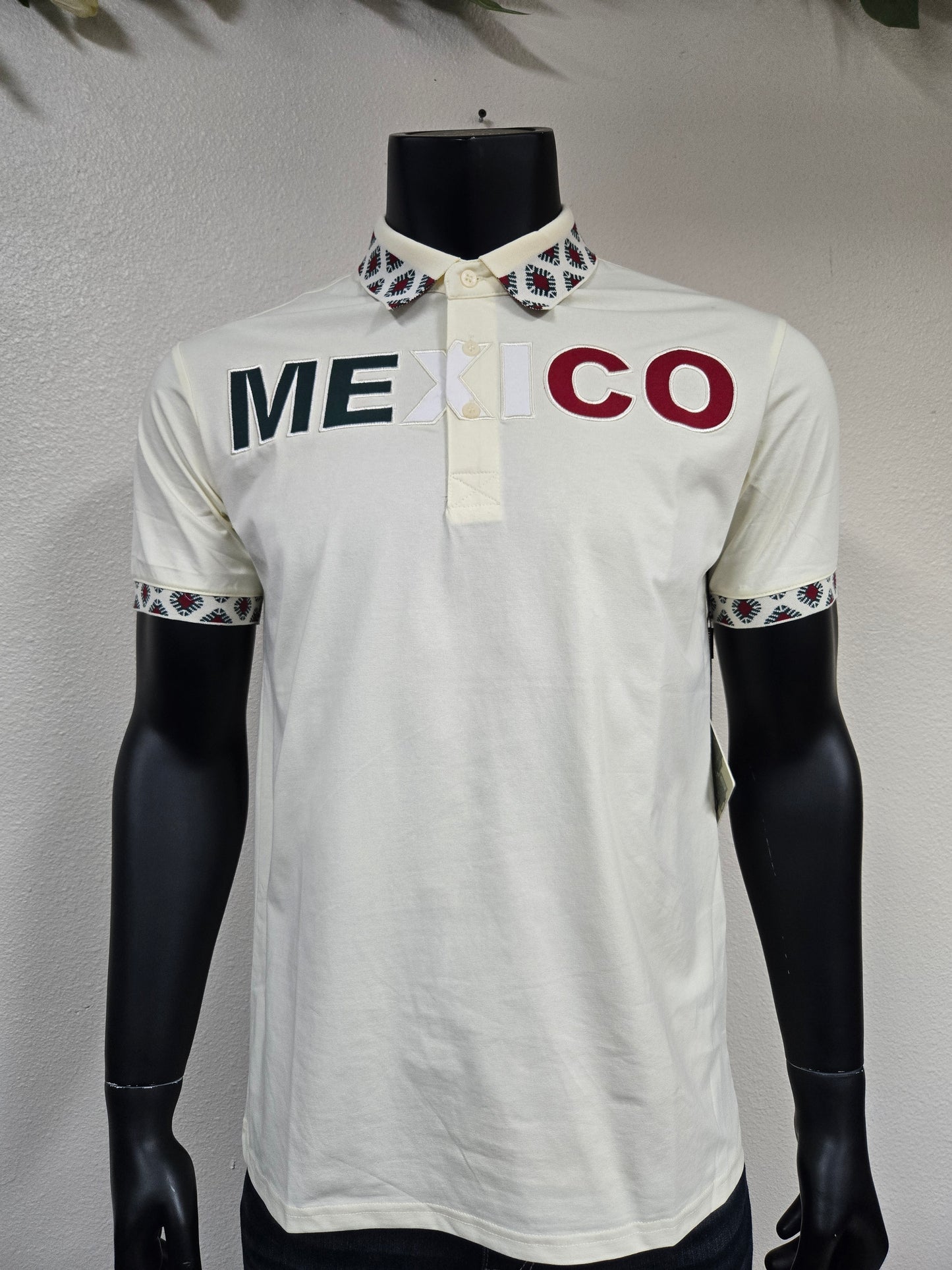Montero Mens MEXICO Embroidery Polo Shirt in Flag Colors