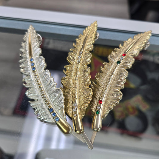 Plumas Metalicas Tombstone con Piedritas - Gold