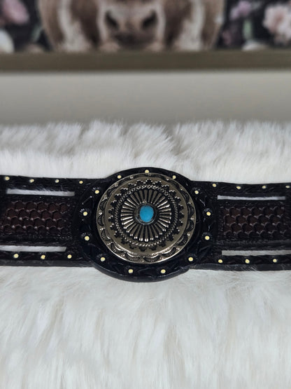 Tony Dillaz Womens Jeweled Ladder Style Leather Belt