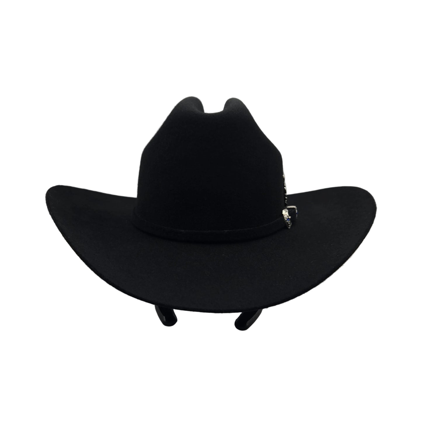 El Mayor 100x Belico Texana Wool Felt Hat w/ Metal Feather -Black