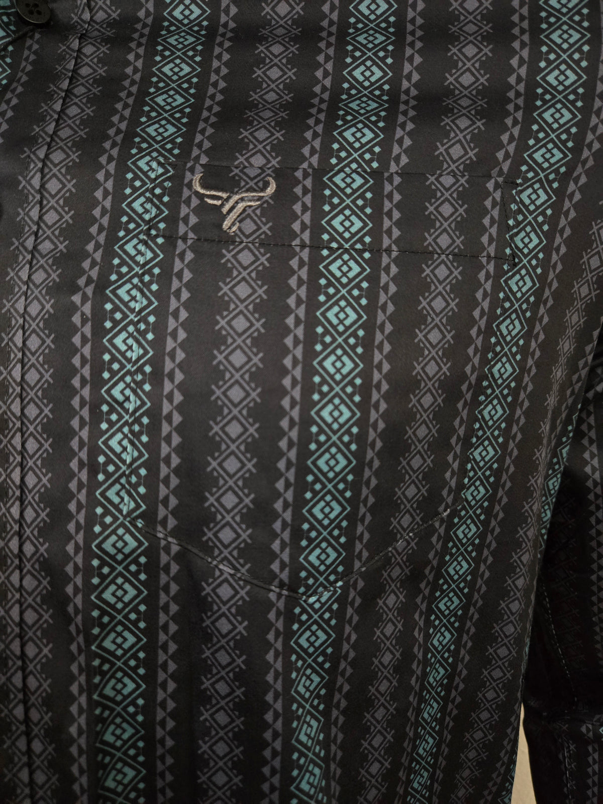 Lamasini Mens Aztec Stripe Long Sleeve Shirt - Black