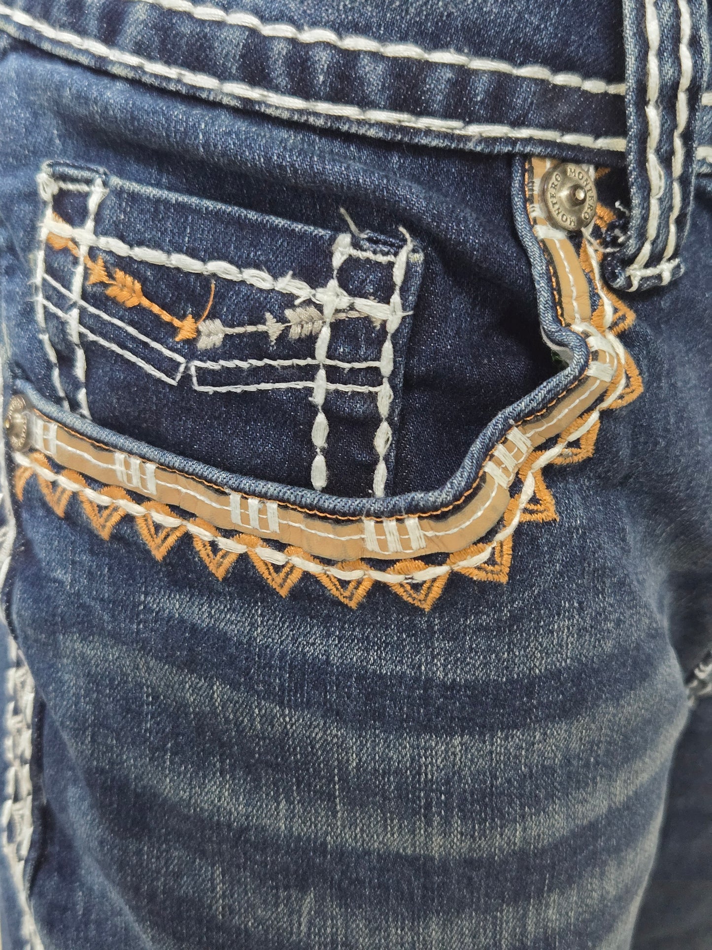 Montero Mens Embroidered Bootcut Pants - Medium Blue MT4632