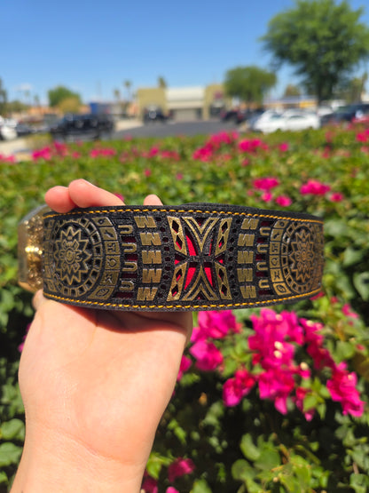 Frontera Lazered Aztec Sun Belt - Gold
