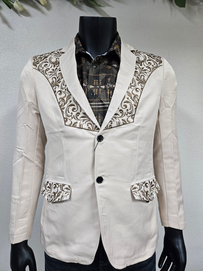 Montero Mens Embroidered Dress Coat - Beige