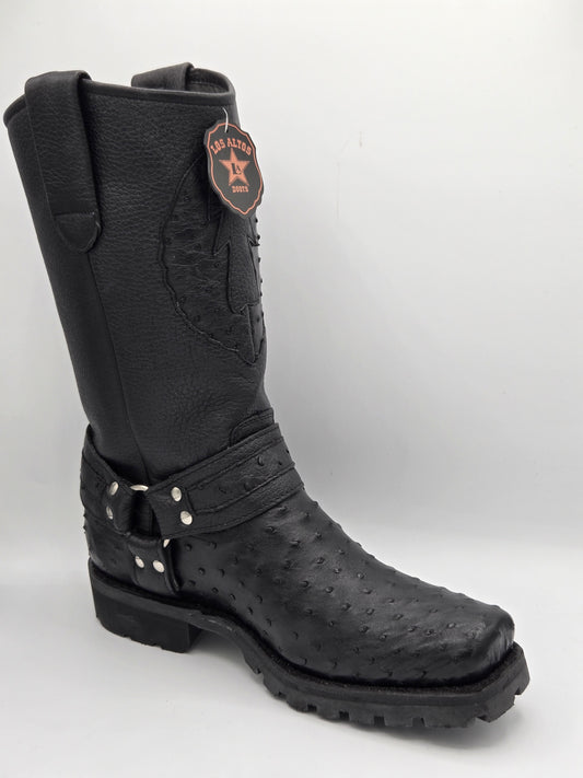 Los Altos Mens Ostrich BÍker Boot - Black