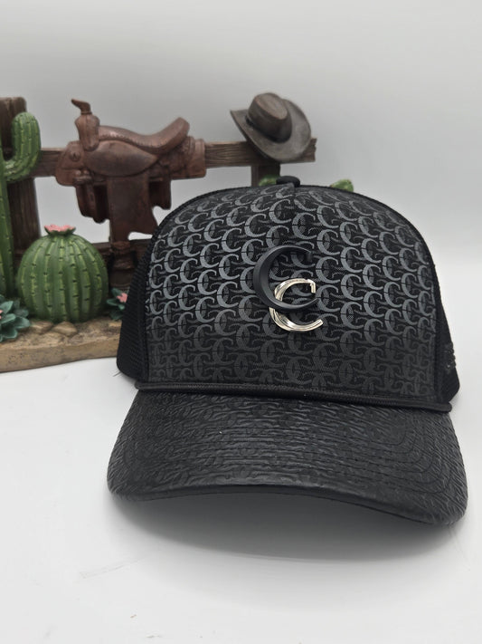 Cuadra Logo Design Leather Trucker Hat Gorra