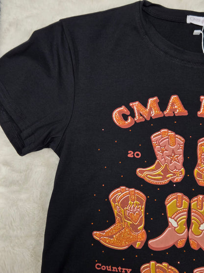 Womens Country Music Fest Rhinestone Boot TShirt