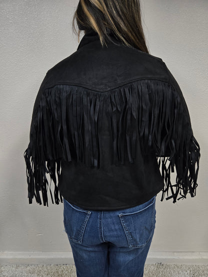 El General Womens Suede Fringe Jacket Chamarra